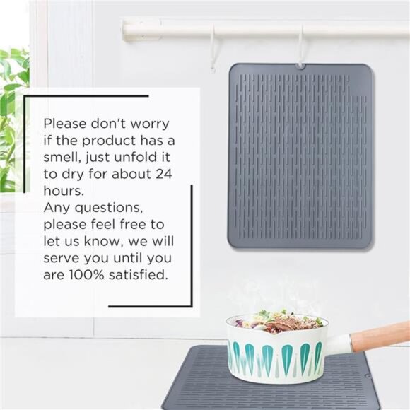 Silicone Drying Mat, XL Size 23” x 18”, Dish Drying Mat, Large Dish Drainer Mat - Picture 7 of 8
